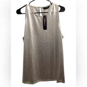Allegra K Metallic Silver Tank Top size XL